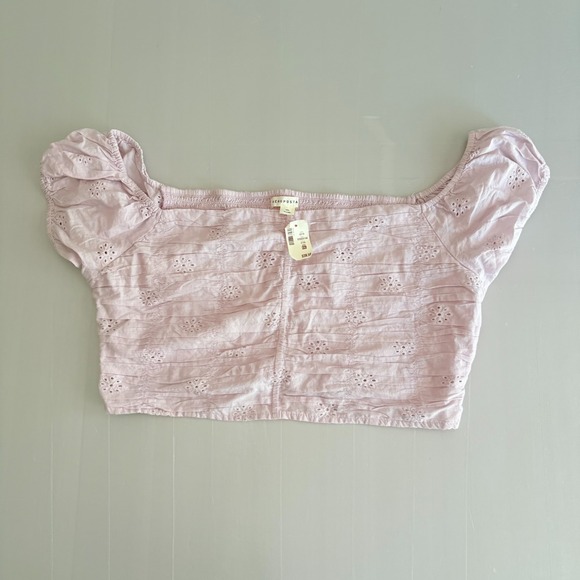 Aeropostale Tops - NWT Aeropostale Women's XXL Lilac Smocked Off Shoulder Cropped Top 100% Cotton